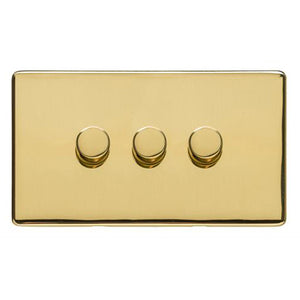 Studio Range Polished Brass Switches & Sockets, Y01 - 3 Gang Dimmer 400 watts (Compatible with halogen/ incandescent bulbs) by Heritage Brass By M-Marcus