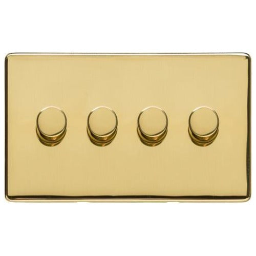 Studio Range Polished Brass Switches & Sockets, Y01 - 4 Gang TED Dimmer (Compatible with LED Lamps) by Heritage Brass By M-Marcus