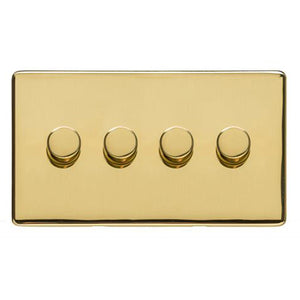 Studio Range Polished Brass Switches & Sockets, Y01 - 4 Gang Dimmer 400 watts(Compatible with halogen/ incandescent bulbs) by Heritage Brass By M-Marcus