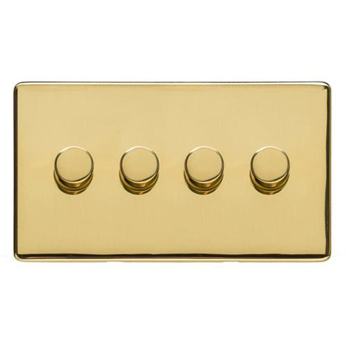 Studio Range Polished Brass Switches & Sockets, Y01 - 4 Gang Dimmer 400 watts(Compatible with halogen/ incandescent bulbs) by Heritage Brass By M-Marcus