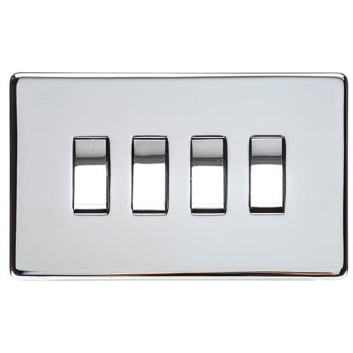 Studio Range Polished Chrome Switches & Sockets, Y02 - 4 Gang Rocker Switch by Heritage Brass By M-Marcus