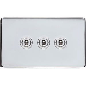 Studio Range Polished Chrome Switches & Sockets, Y02 - 3 Gang Toggle Switch by Heritage Brass By M-Marcus