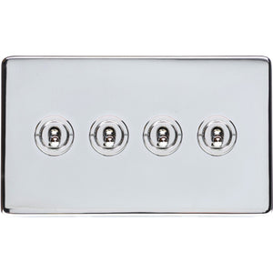 Studio Range Polished Chrome Switches & Sockets, Y02 - 4 Gang Toggle Switch by Heritage Brass By M-Marcus