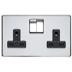 Studio Range Polished Chrome Switches & Sockets, Y02 - Double Socket (13 Amp) by Heritage Brass By M-Marcus