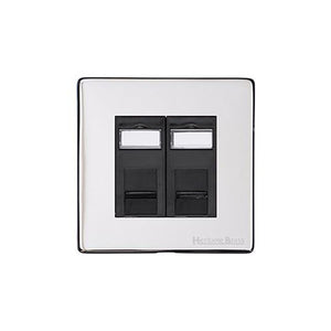 Studio Range Polished Chrome Switches & Sockets, Y02 - 2 Gang RJ45 by Heritage Brass By M-Marcus