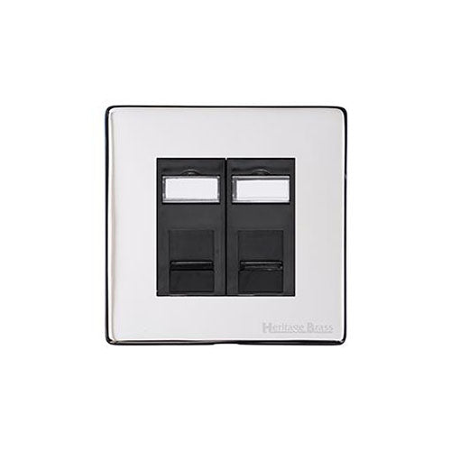 Studio Range Polished Chrome Switches & Sockets, Y02 - 2 Gang RJ45 by Heritage Brass By M-Marcus