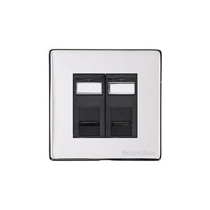 Studio Range Polished Chrome Switches & Sockets, Y02 - 2 Gang RJ45 by Heritage Brass By M-Marcus