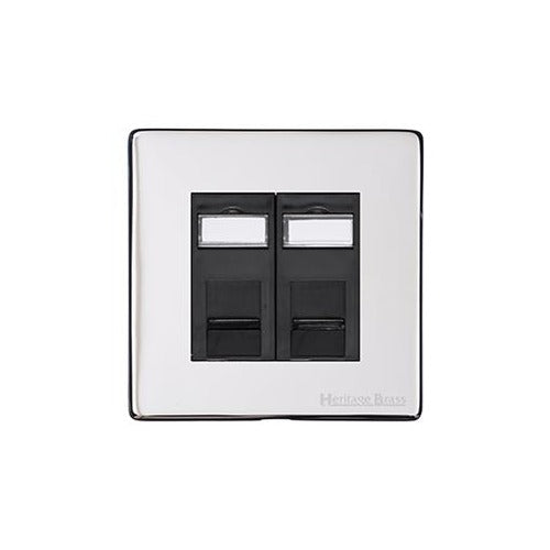 Studio Range Polished Chrome Switches & Sockets, Y02 - 2 Gang RJ45 by Heritage Brass By M-Marcus
