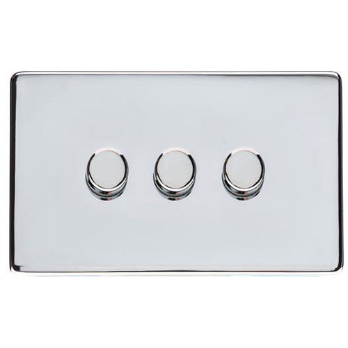 Studio Range Polished Chrome Switches & Sockets, Y02 - 3 Gang Dimmer 400 watts (Compatible with halogen/ incandescent bulbs) by Heritage Brass By M-Marcus