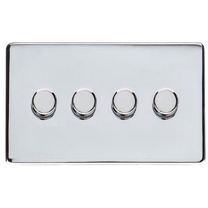 Studio Range Polished Chrome Switches & Sockets, Y02 - 4 Gang Dimmer 250 watts (Compatible with halogen/ incandescent bulbs) by Heritage Brass By M-Marcus