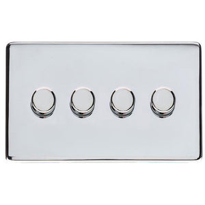Studio Range Polished Chrome Switches & Sockets, Y02 - 4 Gang Dimmer 400 watts(Compatible with halogen/ incandescent bulbs) by Heritage Brass By M-Marcus