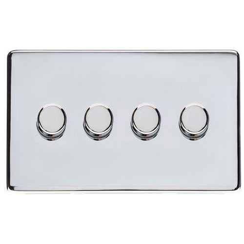 Studio Range Polished Chrome Switches & Sockets, Y02 - 4 Gang Dimmer 400 watts(Compatible with halogen/ incandescent bulbs) by Heritage Brass By M-Marcus