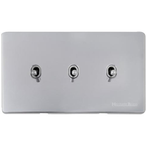 Studio Range Polished Chrome Switches & Sockets, Y02 - 3 Gang Stockholm Toggle by Heritage Brass By M-Marcus