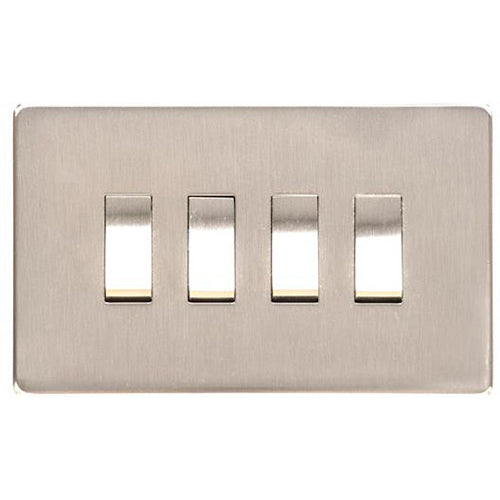 Studio Range Satin Nickel Switches & Sockets, Y05 - 4 Gang Rocker Switch by Heritage Brass By M-Marcus