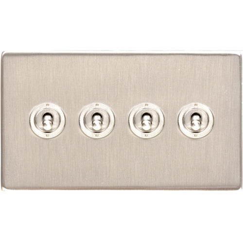 Studio Range Satin Nickel Switches & Sockets, Y05 - 4 Gang Toggle Switch by Heritage Brass By M-Marcus
