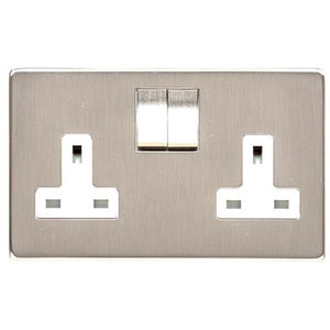 Studio Range Satin Nickel Switches & Sockets, Y05 - Double Socket (13 Amp) by Heritage Brass By M-Marcus