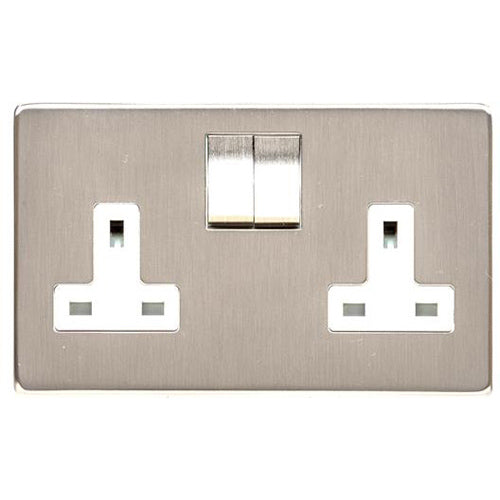 Studio Range Satin Nickel Switches & Sockets, Y05 - Double Socket (13 Amp) by Heritage Brass By M-Marcus