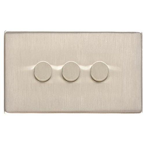 Studio Range Satin Nickel Switches & Sockets, Y05 - 3 Gang Dimmer 250 watts (Compatible with halogen/ incandescent bulbs) by Heritage Brass By M-Marcus