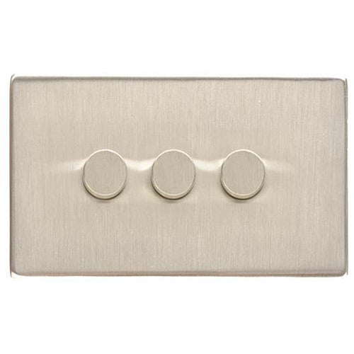 Studio Range Satin Nickel Switches & Sockets, Y05 - 3 Gang Dimmer 400 watts (Compatible with halogen/ incandescent bulbs) by Heritage Brass By M-Marcus