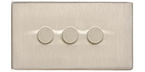 Heritage Brass Electrical, Studio Range - Satin Nickel - 3 Gang Trailing Edge Dimmer, 3 Gang Trailing Edge Dimmer, 3 Gang Trailing Edge Dimmer, Trailing Edge Dimmers