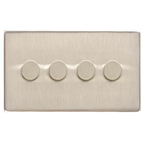 Studio Range Satin Nickel Switches & Sockets, Y05 - 4 Gang Dimmer 400 watts(Compatible with halogen/ incandescent bulbs) by Heritage Brass By M-Marcus