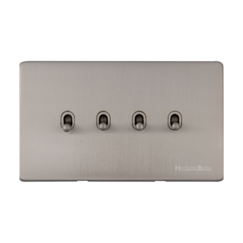 Studio Range Satin Nickel Switches & Sockets, Y05 - 4 Gang Stockholm Toggle by Heritage Brass By M-Marcus