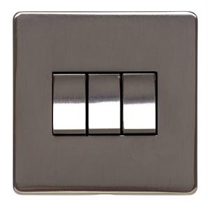 Heritage Brass Electrical, Studio Range - Polished Bronze - 3 Gang Switch (10 Amp), 3 Gang Switch (10 Amp), 10 Amp 2 Way Rocker Switches, 3 Gang Switch (10 Amp)