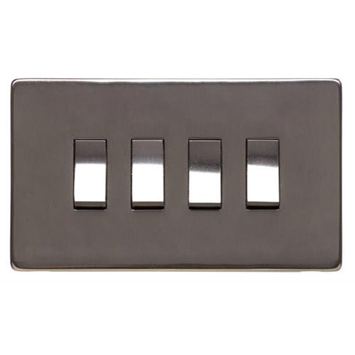 Studio Range Polished Bronze Switches & Sockets, Y07 - 4 Gang Rocker Switch by Heritage Brass By M-Marcus
