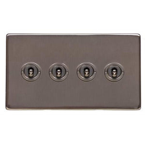 Studio Range Polished Bronze Switches & Sockets, Y07 - 4 Gang Toggle Switch by Heritage Brass By M-Marcus