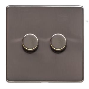 Heritage Brass Electrical, Studio Range - Polished Bronze - 2 Gang Dimmer (250 watts), 2 Gang Dimmer (250 watts), 2 Gang Dimmer (250 watts), 2 Way Push On/Off Dimmer Switches