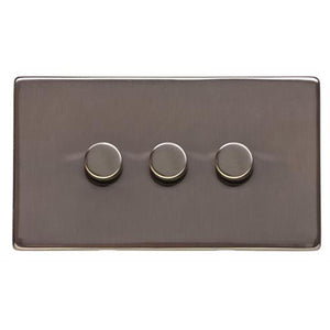 Studio Range Polished Bronze Switches & Sockets, Y07 - 3 Gang Dimmer 400 watts (Compatible with halogen/ incandescent bulbs) by Heritage Brass By M-Marcus