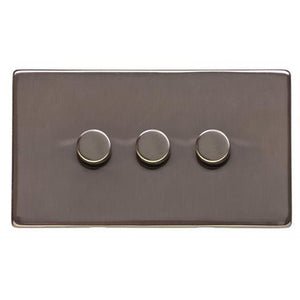 Studio Range Polished Bronze Switches & Sockets, Y07 - 3 Gang TED Dimmer (Compatible with LED Lamps) by Heritage Brass By M-Marcus