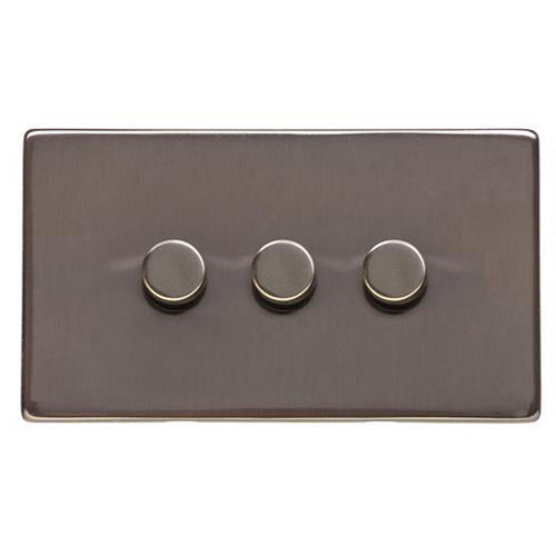 Studio Range Polished Bronze Switches & Sockets, Y07 - 3 Gang TED Dimmer (Compatible with LED Lamps) by Heritage Brass By M-Marcus