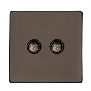 Studio Range - Matt Bronze - 2 Gang TV Coaxial Socket