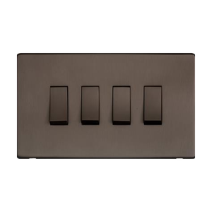 Studio Range Matt Bronze Switches & Sockets, Y09 - 4 Gang Rocker Switch by Heritage Brass By M-Marcus