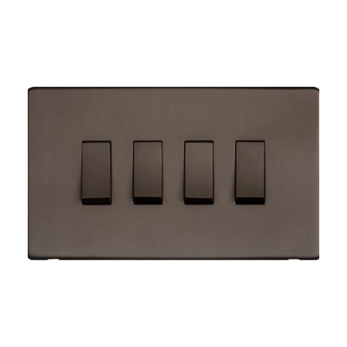 Studio Range Matt Bronze Switches & Sockets, Y09 - 4 Gang Rocker Switch by Heritage Brass By M-Marcus