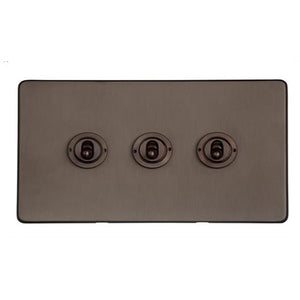 Studio Range Matt Bronze Switches & Sockets, Y09 - 3 Gang Toggle Switch by Heritage Brass By M-Marcus