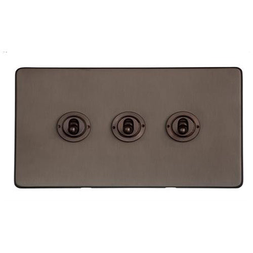 Studio Range Matt Bronze Switches & Sockets, Y09 - 3 Gang Toggle Switch by Heritage Brass By M-Marcus