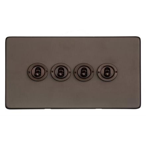 Studio Range Matt Bronze Switches & Sockets, Y09 - 4 Gang Toggle Switch by Heritage Brass By M-Marcus