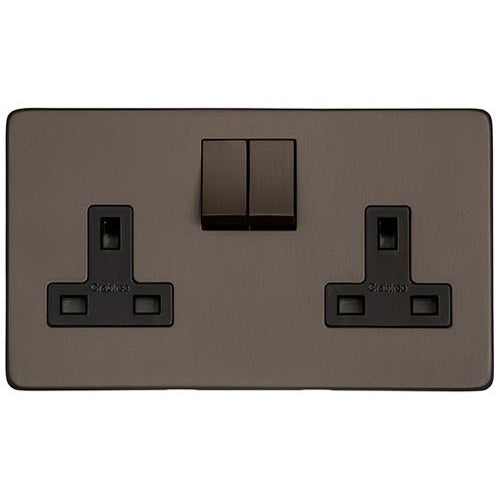 Studio Range Matt Bronze Switches & Sockets, Y09 - Double Socket (13 Amp) by Heritage Brass By M-Marcus