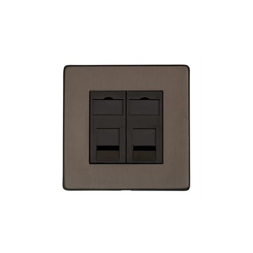 Studio Range Matt Bronze Switches & Sockets, Y09 - 2 Gang RJ45 by Heritage Brass By M-Marcus