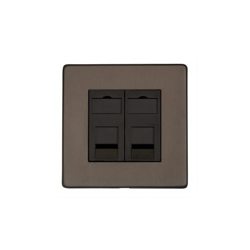 Studio Range Matt Bronze Switches & Sockets, Y09 - 2 Gang RJ45 by Heritage Brass By M-Marcus