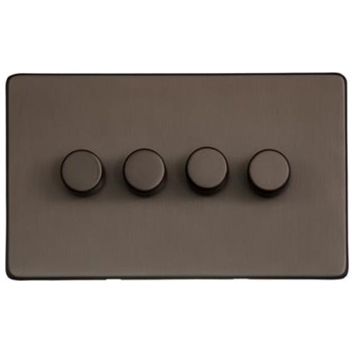 Studio Range Matt Bronze Switches & Sockets, Y09 - 4 Gang TED Dimmer (Compatible with LED Lamps) by Heritage Brass By M-Marcus