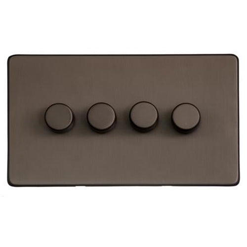 Studio Range Matt Bronze Switches & Sockets, Y09 - 4 Gang Dimmer 400 watts(Compatible with halogen/ incandescent bulbs) by Heritage Brass By M-Marcus