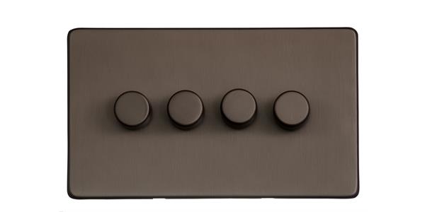 Heritage Brass Electrical, Studio Range - Matt Bronze - 4 Gang Dimmer (400 watts), 4 Gang Dimmer (400 watts), 2 Way Push On/Off Dimmer Switches, 4 Gang Dimmer (400 watts)