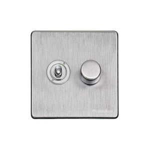 Studio Range Satin Chrome Switches & Sockets, Y33 - 2G Mixed Toggle Dimmer Switch 1xToggle 1xTED by Heritage Brass By M-Marcus