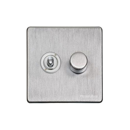 Studio Range Satin Chrome Switches & Sockets, Y33 - 2G Mixed Toggle Dimmer Switch 1xToggle 1xTED by Heritage Brass By M-Marcus