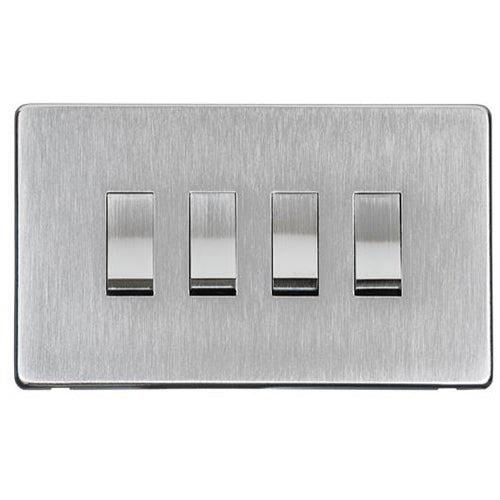 Studio Range Satin Chrome Switches & Sockets, Y33 - 4 Gang Rocker Switch by Heritage Brass By M-Marcus