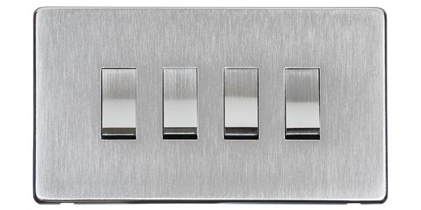 Studio Range - Satin Chrome - 4 Gang Switch (10 Amp)