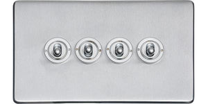 Heritage Brass Electrical, Studio Range - Satin Chrome - 4 Gang Dolly Switch, 4 Gang Dolly Switch, 20 Amp 2 Way Dolly Switches, 4 Gang Dolly Switch